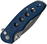 Civivi Triptych Button Lock Knife Damascus Drop Point 3in Blade Premium Blue Canvas Micarta EDC by Civivi