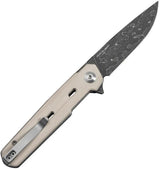 Civivi Navo Linerlock Damascus Folding Knife With Ivory G10 Handle And Extended Tang For EDC Enthusiasts by Civivi