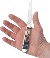 Case Cutlery Trapper Patriotic Color Pocket Knife With Mirror Finish Clip And Spey Blades For Collectors by Case Cutlery