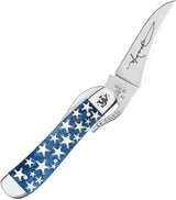 Case Cutlery Russlock John Wayne Pocket Knife 10716 One Hand Clip Blade Blue Bone For Collectors by Case Cutlery