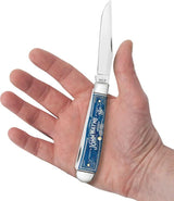 Case Cutlery John Wayne Trapper 10719 Collectors Knife With Blue Bone Handle And Mirror Clip Spey Blades by Case Cutlery