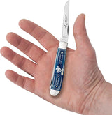 Case Cutlery John Wayne Mini Trapper 10720 Folding Knife With Blue Bone Handle And Mirror Clip Spey Blades Collectors by Case Cutlery
