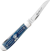 Case Cutlery John Wayne Mini Trapper 10720 Folding Knife With Blue Bone Handle And Mirror Clip Spey Blades Collectors by Case Cutlery