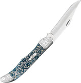 Case Cutlery Folding Hunter Knife Mediterranean Blue Bone Handle 5.25In Closed Mirror Blade Ivy Boxed For Collectors by Case Cutlery