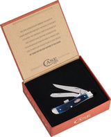 Case Cutlery Mini Trapper Knife Navy Blue Jigged Bone with Mirror Stainless Blades Premium Gift Boxed for Collectors by Case Cutlery