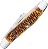 Case Cutlery Med Stockman Knife Amber Jigged Bone Handle Three Blade Clip Sheepsfoot Spey For Collectors by Case Cutlery