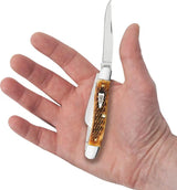 Case Cutlery Med Stockman Knife Amber Jigged Bone Handle Three Blade Clip Sheepsfoot Spey For Collectors by Case Cutlery