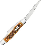 Case Cutlery Med Stockman Knife Amber Jigged Bone Handle Three Blade Clip Sheepsfoot Spey For Collectors by Case Cutlery