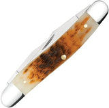Case Cutlery Muskrat Amber Bone Pocket Knife 3.88 Inch Closed Mirror Finish Stainless Dual Clip Blades For Collectors by Case Cutlery