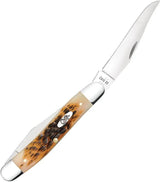 Case Cutlery Muskrat Amber Bone Pocket Knife 3.88 Inch Closed Mirror Finish Stainless Dual Clip Blades For Collectors by Case Cutlery