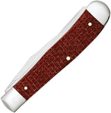 Case Cutlery Trapper Knife Collectors Red Burlap Micarta Handle 4.13In Mirror Finish Carbon Steel Clip And Spey Blades by Case Cutlery