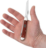 Case Cutlery Mini Trapper Knife With Red Burlap Micarta Handle And Mirror Carbon Steel Blades For Collectors by Case Cutlery