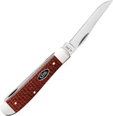 Case Cutlery Mini Trapper Knife With Red Burlap Micarta Handle And Mirror Carbon Steel Blades For Collectors by Case Cutlery