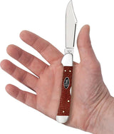 Case Copperlock Dark Red Burlap Micarta Folding Knife With Locking Clip Blade For Premium Collectors by Case Cutlery