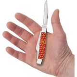 Case Cutlery USMC Stockman Knife Three Blade Folding With Red Embellished Synthetic Handle For Collectors by Case Cutlery