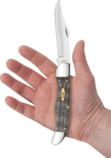 Case Cutlery Folding Hunter Knife Stainless Mirror Clip Blade Black Curly Oak Handle 5.25 Inch Closed Collectors by Case Cutlery