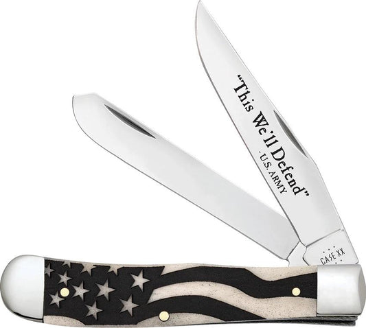 Case Cutlery US Army Trapper Bone Handle Knife 6254 SS Pattern Mirror Clip Spey Blades For Collectors Boxed by Case Cutlery