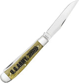 Case U.S. Army Trapper Knife With Olive Green Bone Handle Clip Spey Blades Mirror Finish For Collectors by Case Cutlery