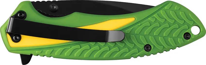 John Deere Tec X Linerlock Knife By Case Cutlery For Outdoors EDC With Green Yellow Nylon Handle 3.25in Blade by Case Cutlery