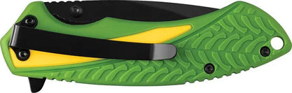 John Deere Tec X Linerlock Knife By Case Cutlery For Outdoors EDC With Green Yellow Nylon Handle 3.25in Blade by Case Cutlery