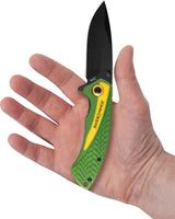 John Deere Tec X Linerlock Knife By Case Cutlery For Outdoors EDC With Green Yellow Nylon Handle 3.25in Blade by Case Cutlery