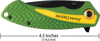 John Deere Tec X Linerlock Knife By Case Cutlery For Outdoors EDC With Green Yellow Nylon Handle 3.25in Blade by Case Cutlery