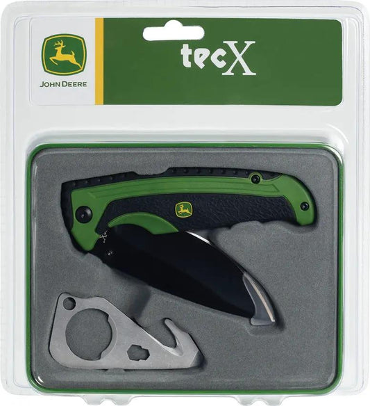 Case Cutlery John Deere TecX Gift Set 4.5 Inch Folder With Black Blade And Green Nylon Handle Gift Tin For Outdoors by Case Cutlery