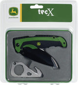 Case Cutlery John Deere TecX Gift Set 4.5 Inch Folder With Black Blade And Green Nylon Handle Gift Tin For Outdoors by Case Cutlery