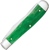 Case Cutlery John Deere Trapper Knife 15794 For Collectors Green Bone Handle Stainless Mirror Finish Blades by Case Cutlery