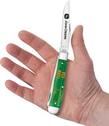 Case Cutlery John Deere Trapper Knife 15794 For Collectors Green Bone Handle Stainless Mirror Finish Blades by Case Cutlery
