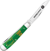 Case Cutlery John Deere Trapper Knife 15794 For Collectors Green Bone Handle Stainless Mirror Finish Blades by Case Cutlery