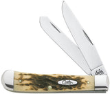 Case Cutlery Amber Bone Trapper Knife 6254CV 4 1/8 Inch Closed Chrome Vanadium Clip Spey Blades For Collectors by Case Cutlery