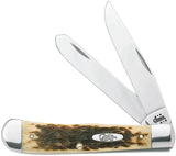 Case Cutlery Trapper Amber Jigged Bone Knife For Collectors 4 1 8 In Closed Premium Stainless Clip And Spey Blades by Case Cutlery