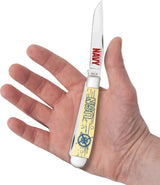 Case Cutlery Premium US Navy Trapper Knife Yellow Synthetic Handle Clip And Spey Blades For Collectors by Case Cutlery