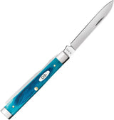 Case Cutlery Baby Doc Caribbean Blue Sawcut Bone Handle Spear And Spatula Blades Pocket Knife 2.88 Inch For Collectors by Case Cutlery