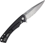 Case Marilla Framelock EDC Knife With S35VN Drop Point Blade Partially Serrated Black Anodized Handle G10 Inlay by Case Cutlery
