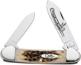 Case Cutlery Canoe Amber Bone Handles Knife 3 5/8 Closed For Knife Collectors Featuring Indian In Canoe Etching by Case Cutlery