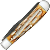 Case Cutlery Trapper Burnt Bone Damascus Clip Spey Blades 4.13in Closed Collectors Knife by Case Cutlery