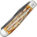 Case Cutlery Trapper Burnt Bone Damascus Clip Spey Blades 4.13in Closed Collectors Knife by Case Cutlery