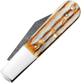 Case Cutlery Barlow Knife Damascus Clip Blade Burnt Canyon Bone Handle Nickel Silver Bolsters 3.38 Inch Closed For EDC by Case Cutlery