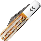 Case Cutlery Barlow Knife Damascus Clip Blade Burnt Canyon Bone Handle Nickel Silver Bolsters 3.38 Inch Closed For EDC by Case Cutlery