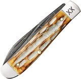 Case Cutlery Mini Trapper Damascus Clip Wharncliffe Burnt Bone Knife For Collectors by Case Cutlery