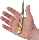 Case Cutlery Mini Trapper Damascus Clip Wharncliffe Burnt Bone Knife For Collectors by Case Cutlery