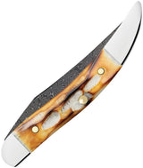 Case Cutlery Small Toothpick Knife Burnt Bone Damascus Long Clip Blade 3 Inch Closed Boxed For Collectors by Case Cutlery