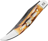 Case Cutlery Small Toothpick Knife Burnt Bone Damascus Long Clip Blade 3 Inch Closed Boxed For Collectors by Case Cutlery