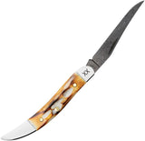 Case Cutlery Small Toothpick Knife Burnt Bone Damascus Long Clip Blade 3 Inch Closed Boxed For Collectors by Case Cutlery