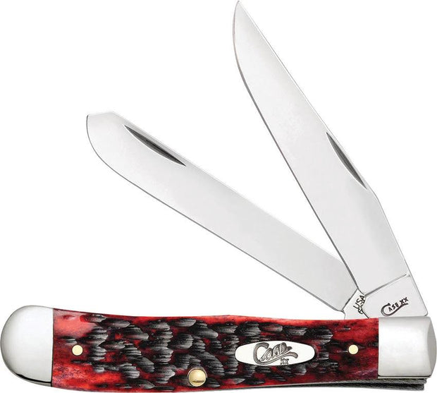 Case Cutlery Trapper Crimson Peach Seed Jigged Bone Handle 4.13 Inch Closed Knife For Collectors by Case Cutlery
