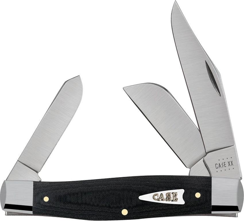 Case Cutlery Stockman Knife Black Micarta 27732 With Sheepsfoot And Spey Blades Satin Finish For Collectors by Case Cutlery