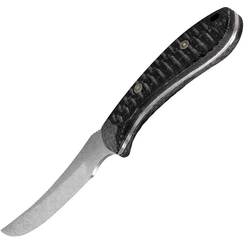 Case Cutlery Ridgeback Hunter Knife With Black Burlap Handle Full Tang Upswept Stonewash Blade Outdoor Enthusiasts by Case Cutlery