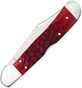 Case Copperlock Folding Knife Dark Red Peach Seed Jigged Bone 4.25 In Locking Clip Blade for Collectors by Case Cutlery
